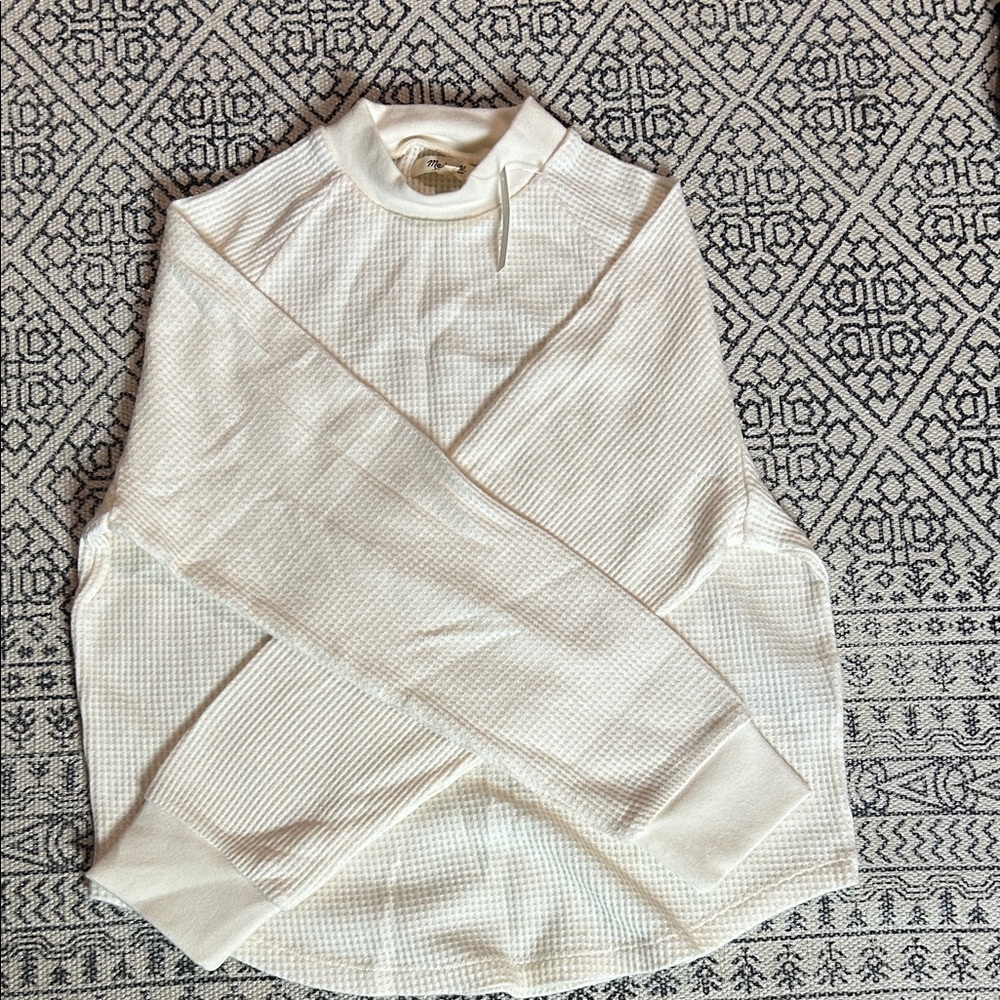 Madewell Cream Waffle Knit Long Sleeve